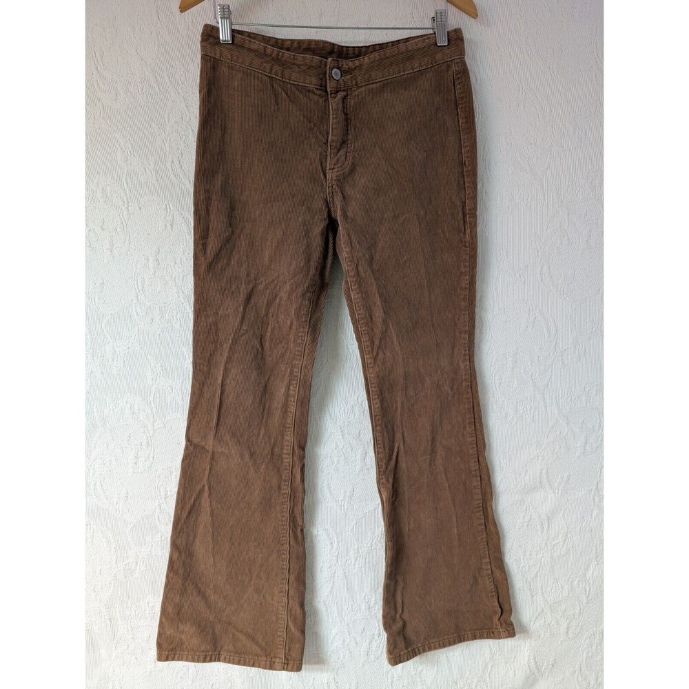 John Galt Womens Medium Brown Corduroy Pants Y2K Boot Cut Mid Rise Flare Twee